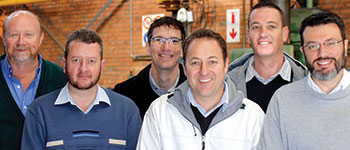 From l: Donald Richardson, head of sales; Anton van Vuuren, head of customer service; Marinus van der Merwe, head of administration; Leigh Cramer, head of order management and sales specialist for industrial gear units; Craig Schutte, product specialist, couplings; Michael Cardoso, head of mechanical drives.